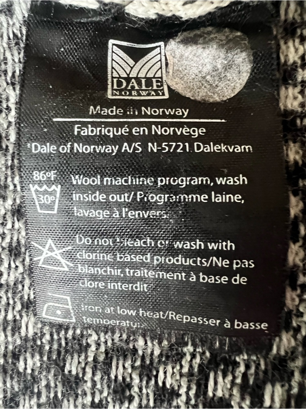 Dale of Norway Black and White Fair Isle Zip-Up Sweater with Red Trim - Picture 9 of 10